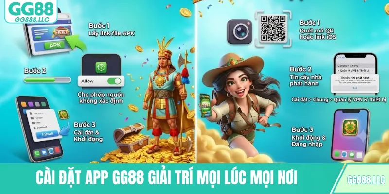Cài đặt app GG88 giải trí mọi lúc mọi nơi