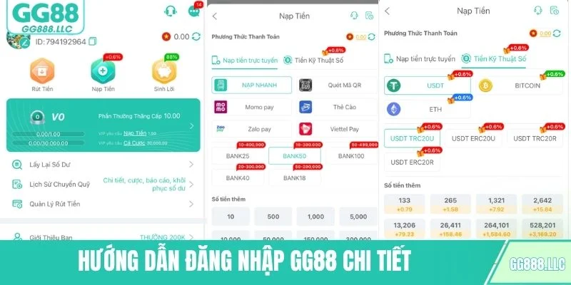 Hướng dẫn các bước thực hiện nạp tiền