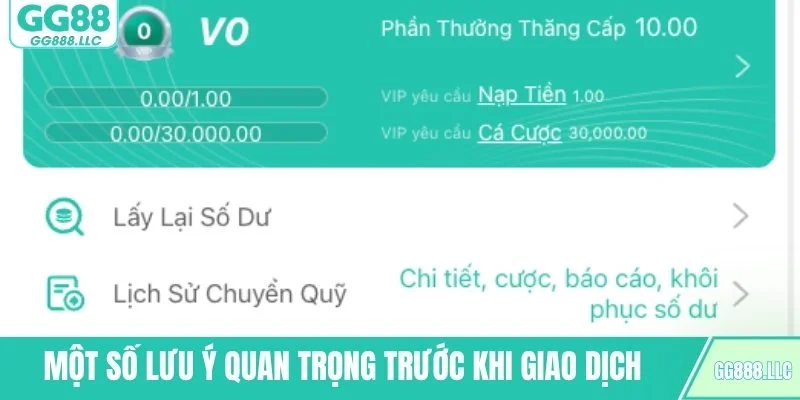 Một số lưu ý quan trọng trước khi giao dịch