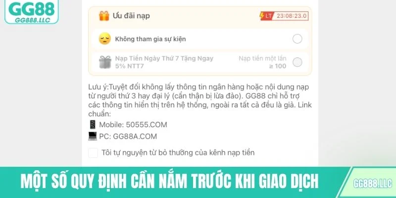 Một số quy định cần nắm trước khi giao dịch