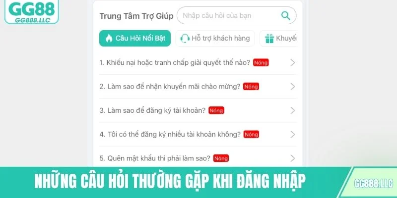 Những câu hỏi thường gặp khi đăng nhập