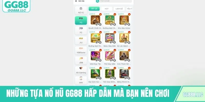 Những tựa nổ hũ GG88 hấp dẫn mà bạn nên chơi